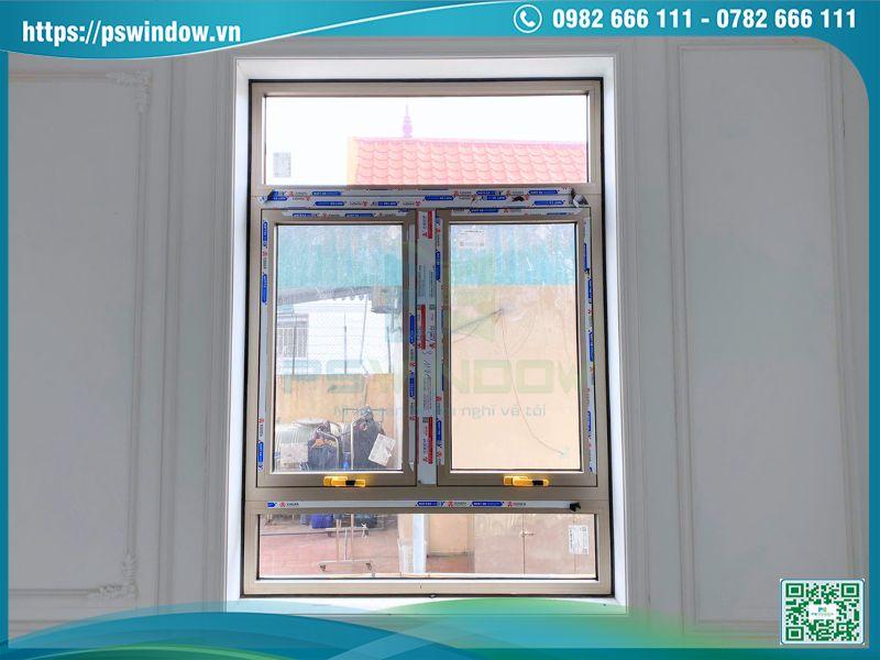 Cửa sổ mở hất 2 cánh fix trên +dưới, phụ kiện Cmech cao cấp
