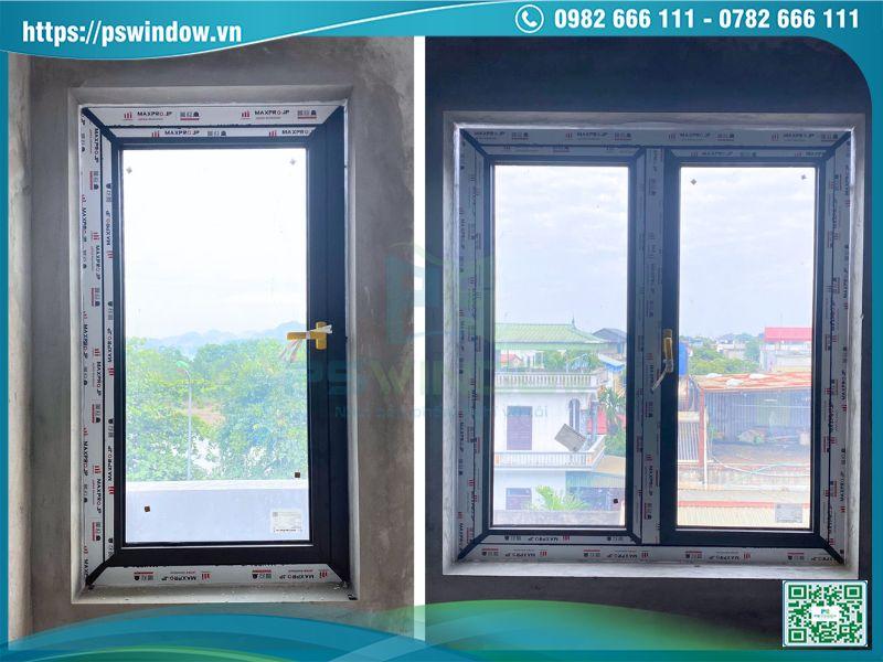 Cửa sổ mở quay 1 cánh và 2 cánh nhôm Maxpro kính hộp