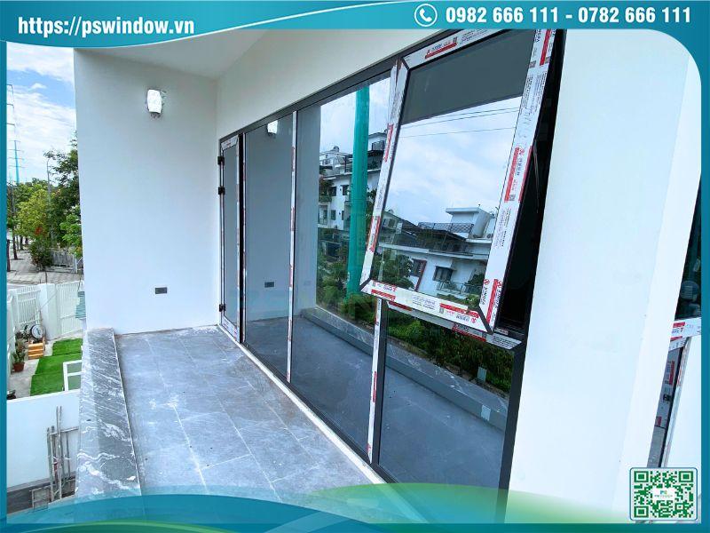 Vách kính cửa nhôm Xingfa xám đá kính hộp Low-e cách âm cách nhiệt