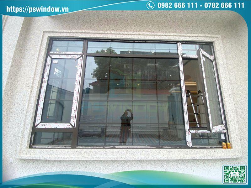 Vách kính cửa sổ dùng kính hộp nan nhôm sang trọng, cách âm cách nhiệt