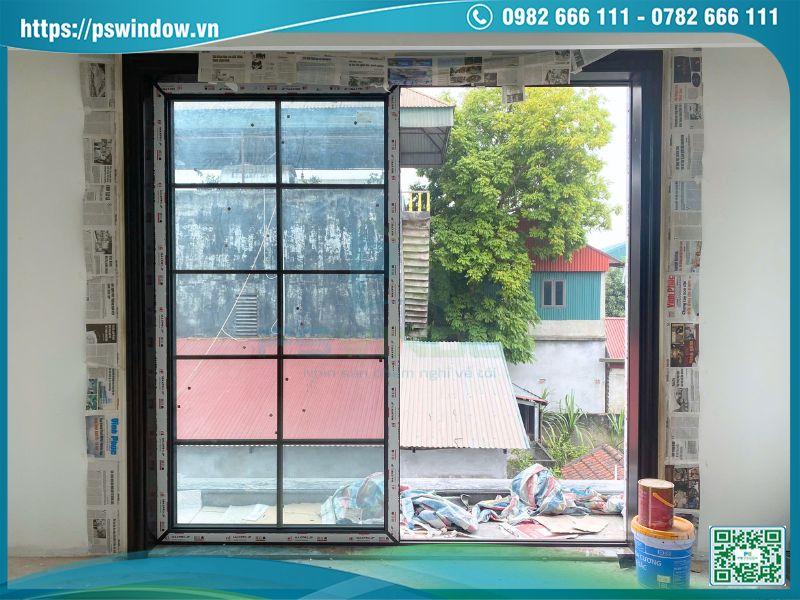 Cửa lùa nhôm kính 2 cánh Maxpro kính hộp nan nhôm màu nâu thu
