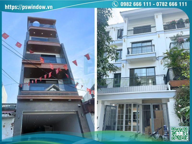 Cửa nhôm lùa 2 cánh lắp đặt cho ban công nhà phố hiện đại 
