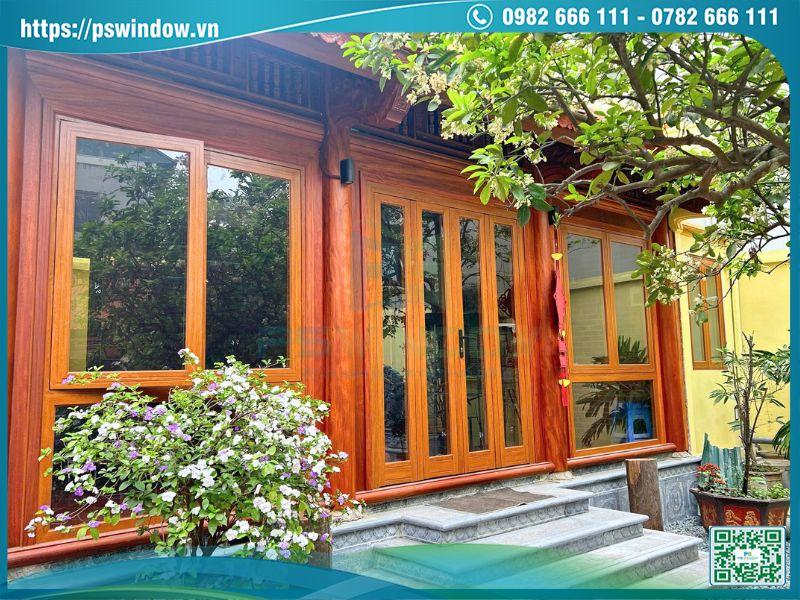 Kích thước cửa chính 4 cánh nhôm kính - cánh đều nhau